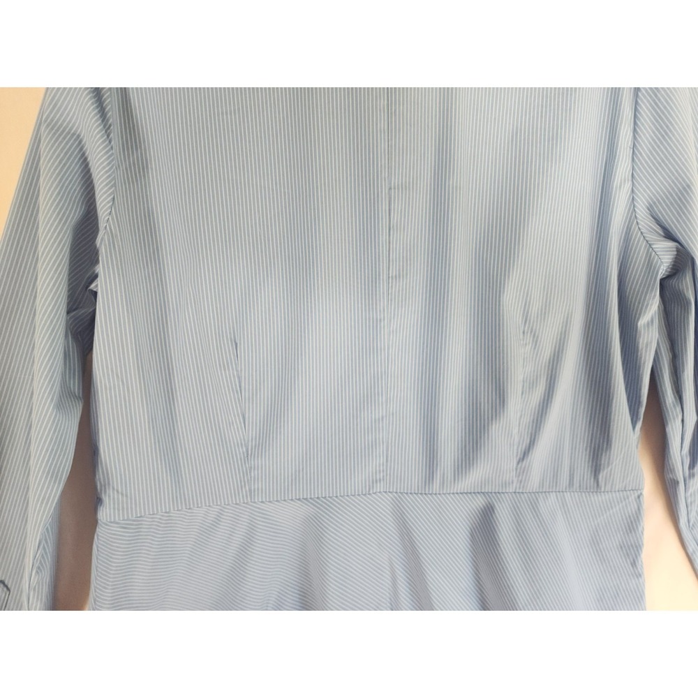 Talbots Womens 10 Blue Stripe Peplum Shirt Tailored Career Office Preppy Coastal - Picture 5 of 8
